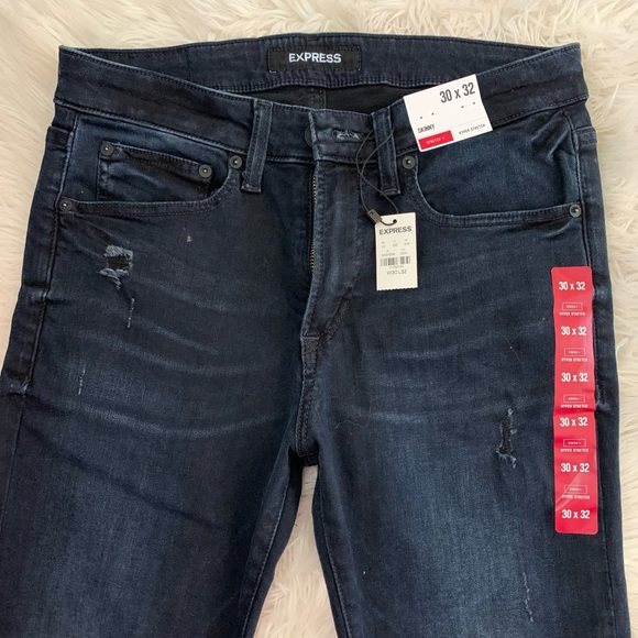 Express Other - Mens Express Dark Wash Distressed Skinny Jeans